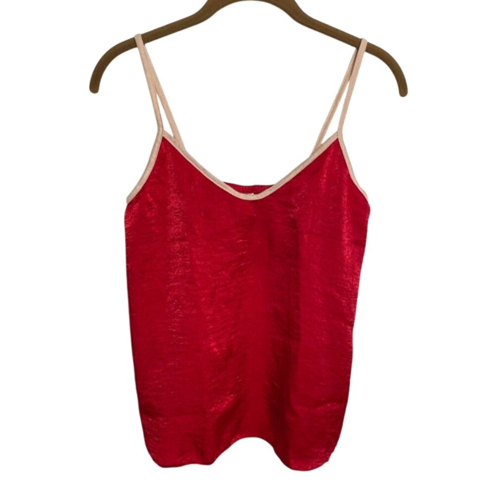 Cozy Rozy Red Satin Cami Sexy Lingerie Vamp Romantic Seductive Top Womens Sz M